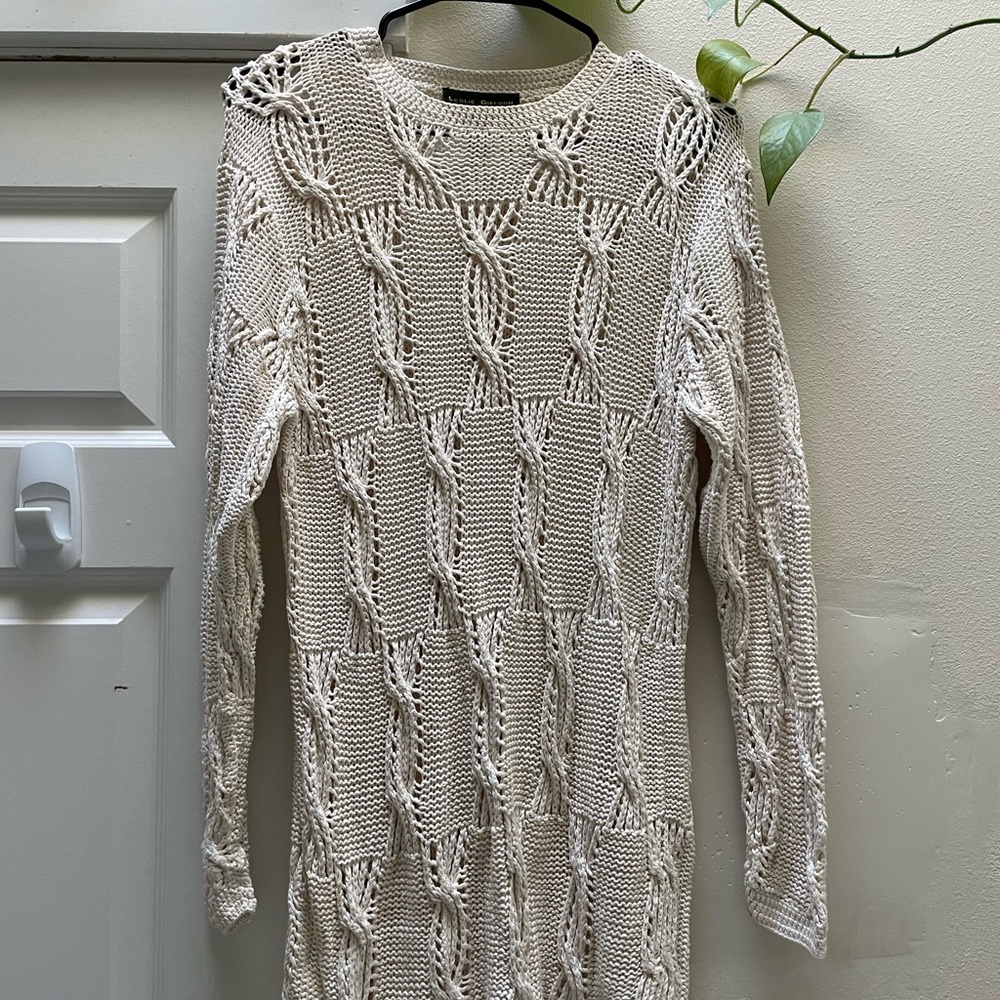 Crochet silk knit top